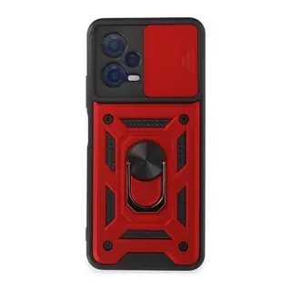 Xiaomi Redmi Note 12 5G Uyumlu Kılıf Pars Lens Yüzüklü Silikon - Kırmızı