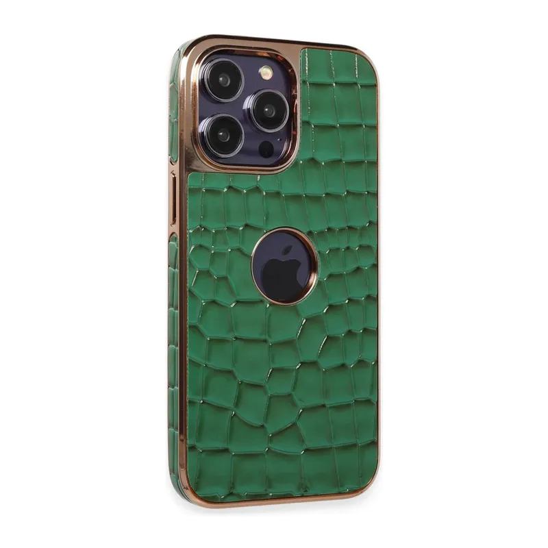 Apple iPhone 14 Pro Uyumlu Kılıf Snake Kapak - Koyu Yeşil