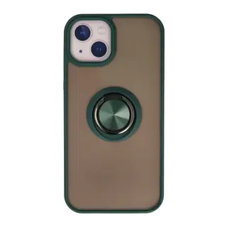 Apple iPhone 15 Uyumlu Kılıf Montreal Yüzüklü Silikon Kapak - Yeşil