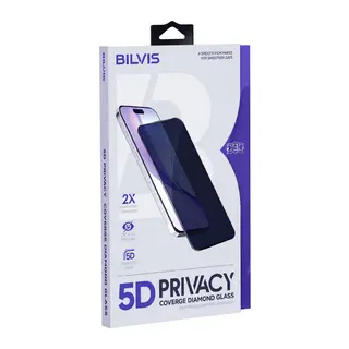 Apple iPhone 15 Bilvis 5D Privacy Diamond Hayalet Cam Ekran Koruyucu