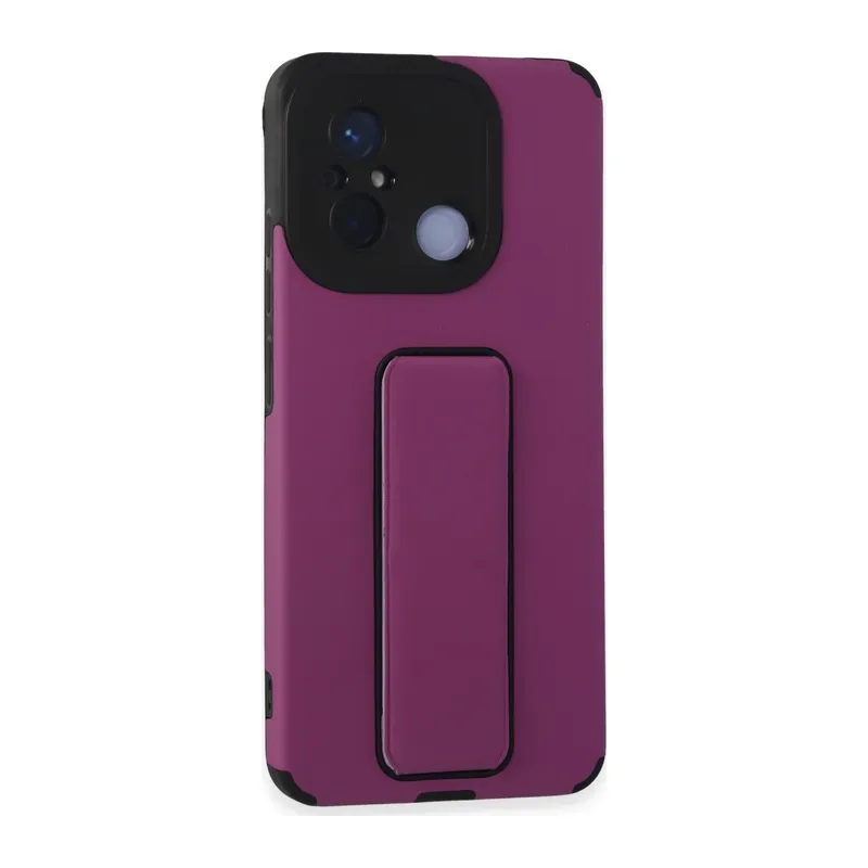 Xiaomi Redmi 12C Kılıf Mega Standlı Silikon - Mor