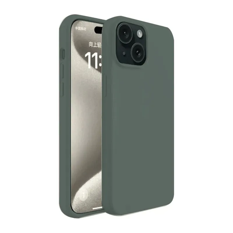 Apple iPhone 15 Uyumlu Kılıf First Silikon - Koyu Yeşil