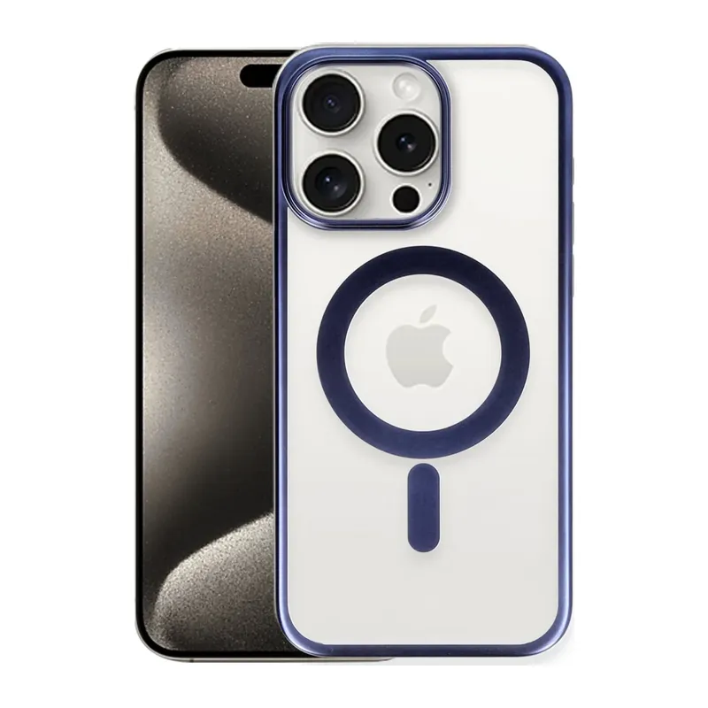 Apple iPhone 15 Pro Max Uyumlu Kılıf Erozi Magsafe Kapak - Lacivert