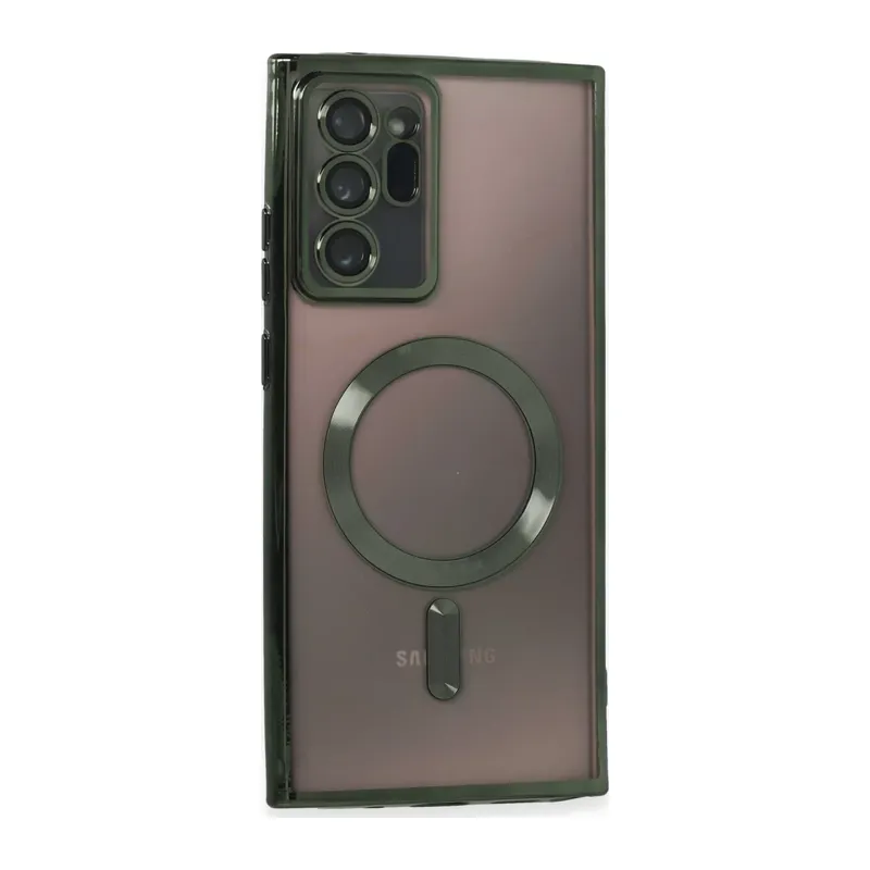 Samsung Galaxy Note 20 Ultra Uyumlu Kılıf Kross Magneticsafe Kapak - Koyu Yeşil