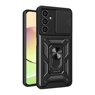 Samsung Galaxy A05S Uyumlu Kılıf Pars Lens Yüzüklü Silikon - Siyah