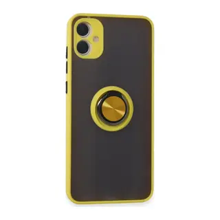 Samsung Galaxy A05 Uyumlu Kılıf Montreal Yüzüklü Silikon Kapak - Sarı