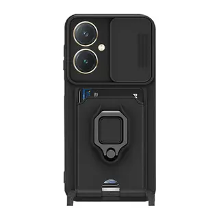 Vivo Y27 Uyumlu Kılıf Zuma Kartvizitli Yüzüklü Silikon - Siyah