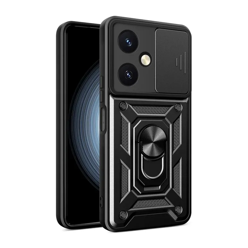 Vivo Y27 Uyumlu Kılıf Pars Lens Yüzüklü Silikon - Siyah