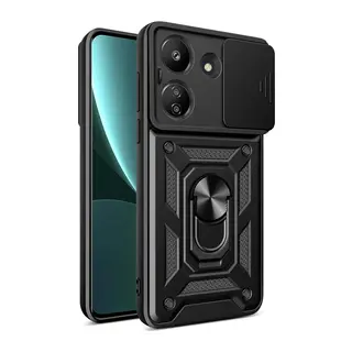 Xiaomi Redmi 13C Uyumlu Kılıf Pars Lens Yüzüklü Silikon - Siyah