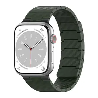 Movenchy Apple Watch 45mm Uyumlu Carbon Steel Kordon - Koyu Yeşil