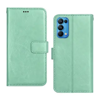 Oppo Reno 5 Uyumlu Trend S Plus Kapaklı Telefon Kılıf - Su Yeşili