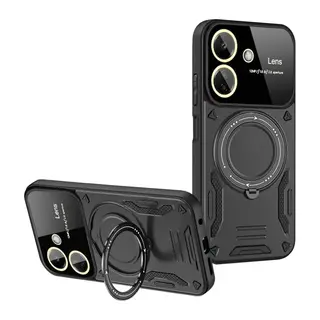 Xiaomi Redmi 13C Uyumlu Kılıf Joy Lens Standlı Kapak - Siyah