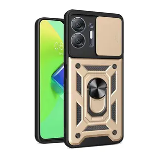 İnfinix Hot 30 5G Uyumlu Kılıf Pars Lens Yüzüklü Silikon - Gold