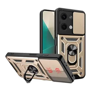 Xiaomi Poco X6 Uyumlu Kılıf Pars Lens Yüzüklü Silikon - Gold