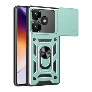 Xiaomi Redmi 13 4G Uyumlu Kılıf Pars Lens Yüzüklü Silikon - Yeşil