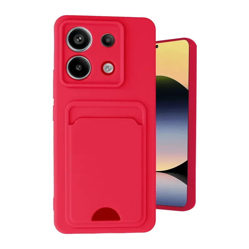 Xiaomi Redmi Note 13 Pro 5G Uyumlu Kılıf Kelvin Kartvizitli Silikon - Kırmızı