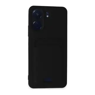 Xiaomi Redmi 13C Uyumlu Kılıf Kelvin Kartvizitli Silikon - Siyah