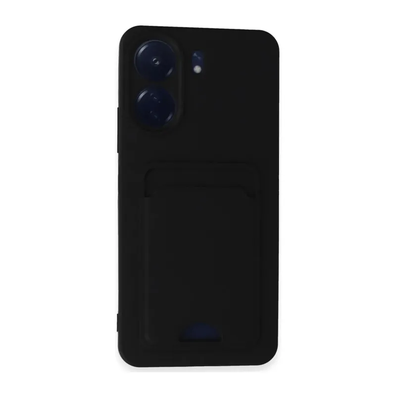 Xiaomi Redmi 13C Uyumlu Kılıf Kelvin Kartvizitli Silikon - Siyah