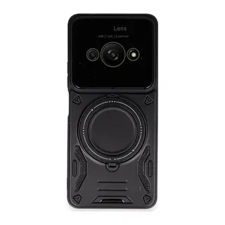 Xiaomi Poco C61 Uyumlu Kılıf Joy Lens Standlı Kapak - Siyah