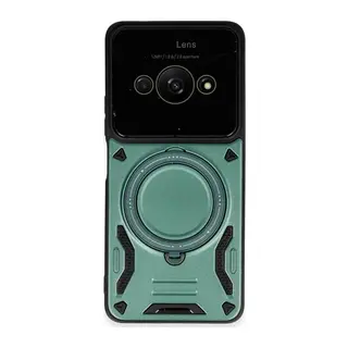 Xiaomi Poco C61 Uyumlu Kılıf Joy Lens Standlı Kapak - Koyu Yeşil