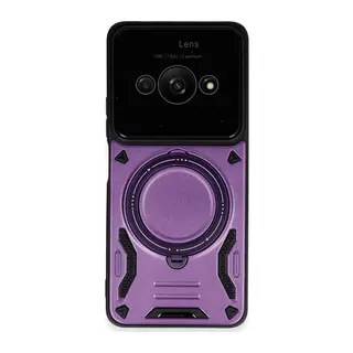 Xiaomi Poco C61 Uyumlu Kılıf Joy Lens Standlı Kapak - Mor