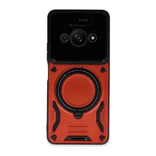 Xiaomi Poco C61 Uyumlu Kılıf Joy Lens Standlı Kapak - Kırmızı