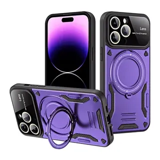 Apple iPhone 16 Pro Max Uyumlu Kılıf Joy Lens Standlı Kapak - Mor