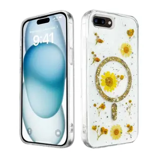 Apple iPhone 7 Uyumlu Kılıf Daisy Simli Magsafe Kapak - Gold