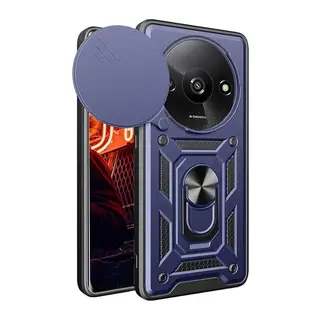 Xiaomi Redmi A3 4G Uyumlu Kılıf Pars Lens Yüzüklü Silikon - Lacivert
