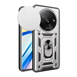 Xiaomi Redmi A3 4G Uyumlu Kılıf Pars Lens Yüzüklü Silikon - Gümüş