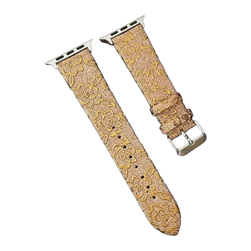 Apple Watch 38mm Uyumlu Creeper Desenli Kordon - Gold