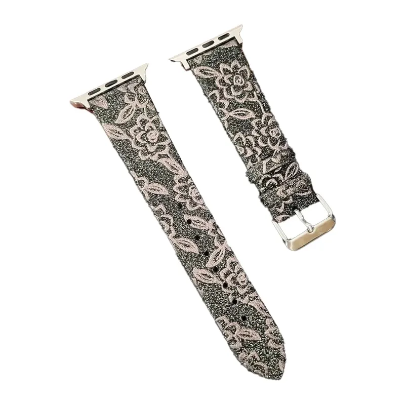 Apple Watch 42mm Uyumlu Creeper Desenli Kordon - Kahverengi