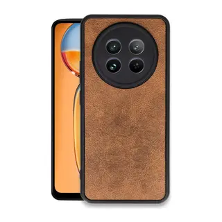 Realme 12 5G Uyumlu Kılıf Aras Deri Kapak - Taba