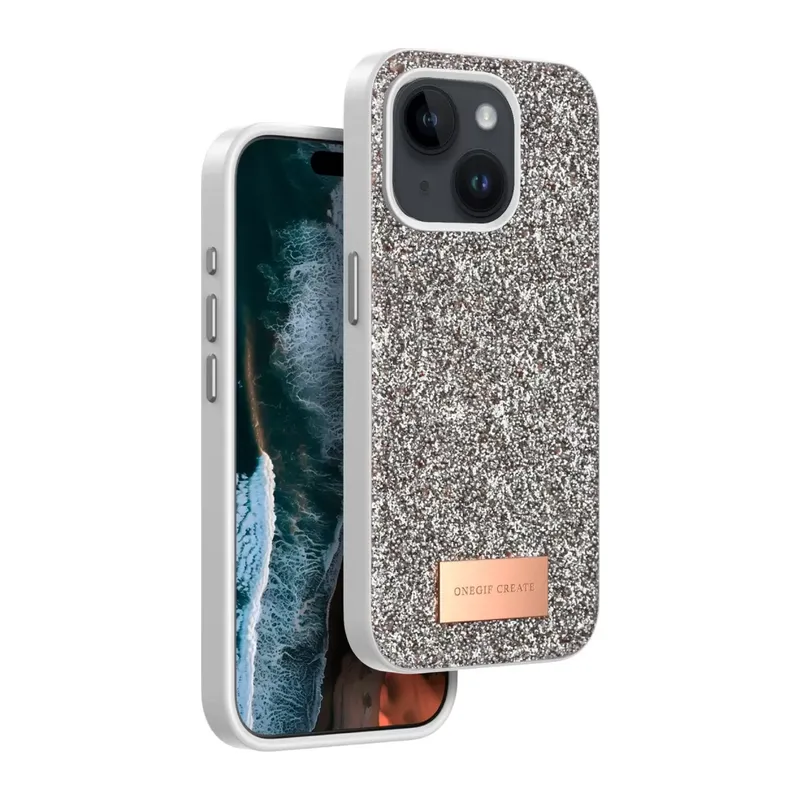 Onegif Apple iPhone 14 Uyumlu Bright Simli Kapak - Gold