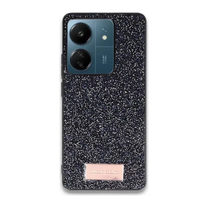 Onegif Xiaomi Redmi 13C Uyumlu Bright Simli Kapak - Siyah