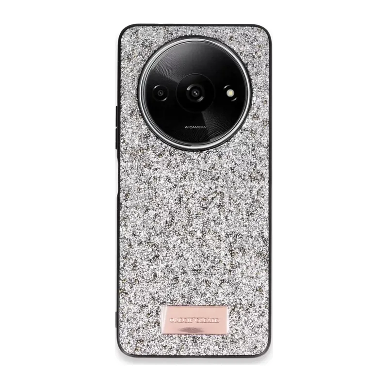 Onegif Xiaomi Redmi A3 4G Uyumlu Bright Simli Kapak - Gümüş