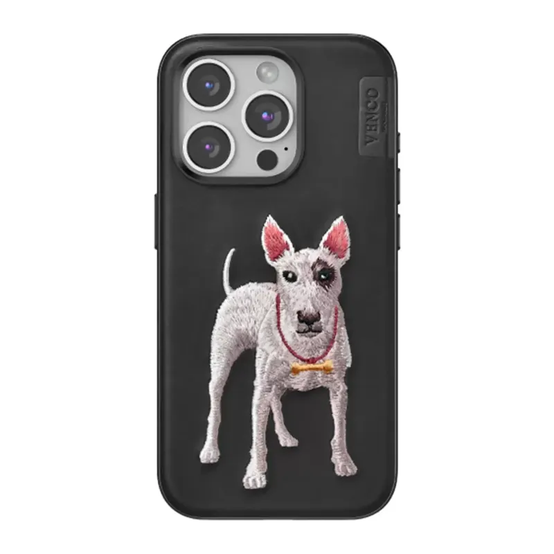 Venco Apple iPhone 15 Pro Uyumlu Perma Desenli Kapak - Siyah