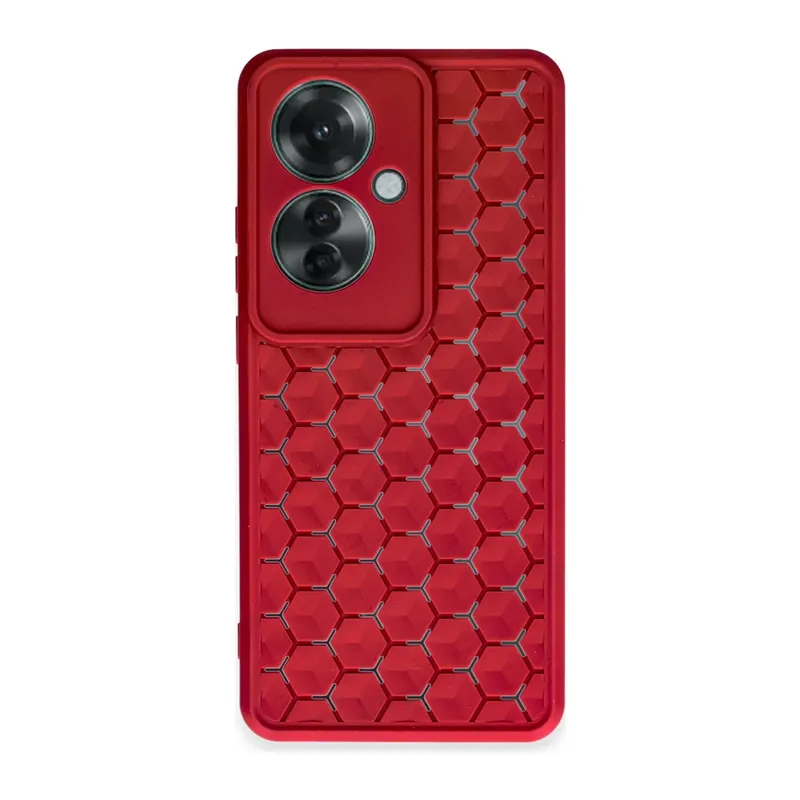 Oppo Reno 11F Uyumlu Kılıf Petek Silikon Kapak - Kırmızı