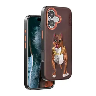Venco Apple iPhone 16 Uyumlu Perma Desenli Kapak - Kahverengi
