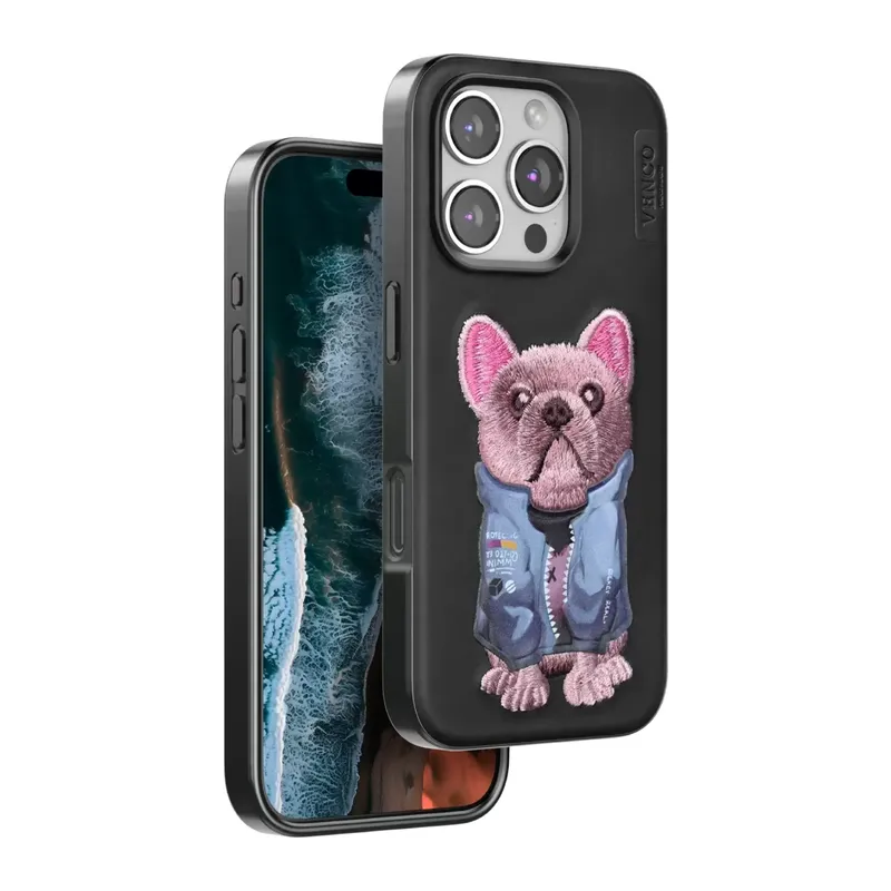 Venco Apple iPhone 16 Pro Uyumlu Cute Desenli Kapak - Siyah