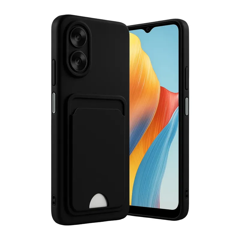 Oppo A38 Uyumlu Kılıf Kelvin Kartvizitli Silikon - Siyah