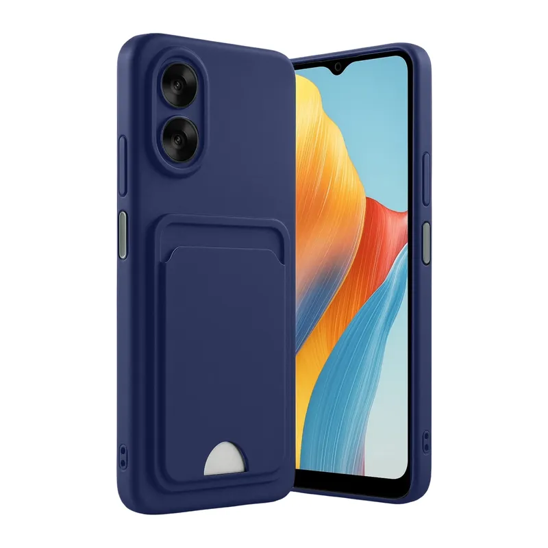 Oppo A38 Uyumlu Kılıf Kelvin Kartvizitli Silikon - Lacivert