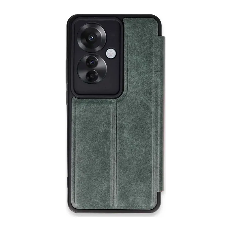 Oppo Reno 11F Uyumlu Kılıf Flip Cover - Koyu Yeşil