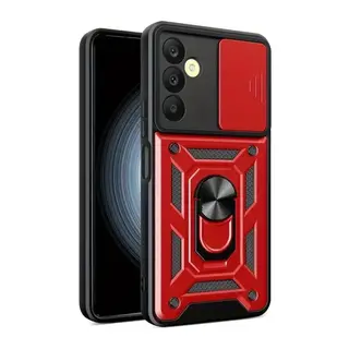 Samsung Galaxy S24 FE Uyumlu Pars Lens Yüzüklü Silikon - Kırmızı