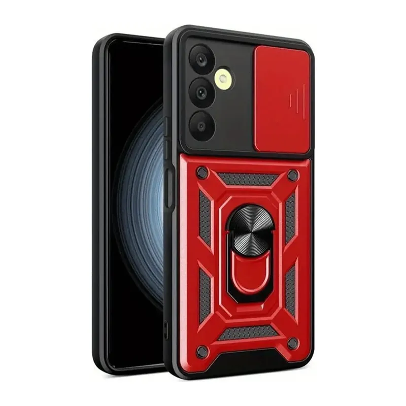 Samsung Galaxy S24 FE Uyumlu Pars Lens Yüzüklü Silikon - Kırmızı