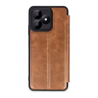 Realme Note 50 4G Uyumlu Kılıf Flip Cover - Taba