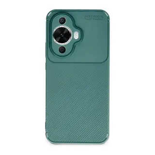 Huawei Nova 12S Uyumlu Kılıf Auto Focus Karbon Kapak - Koyu Yeşil
