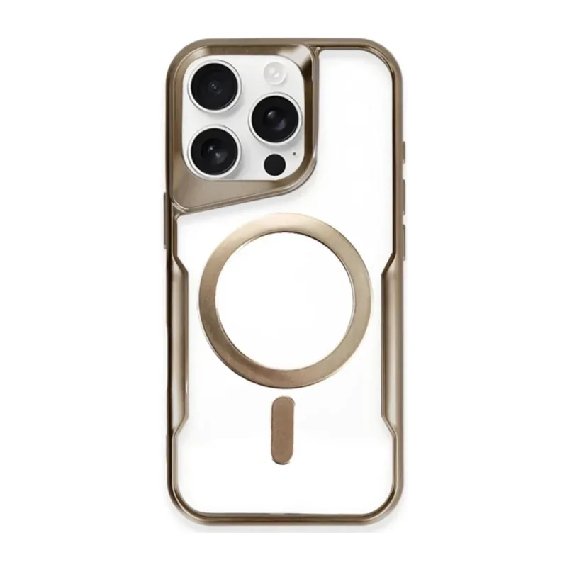 Apple iPhone 15 Pro Max Uyumlu Kılıf Boyi Magsafe Silikon Kapak - Kahverengi