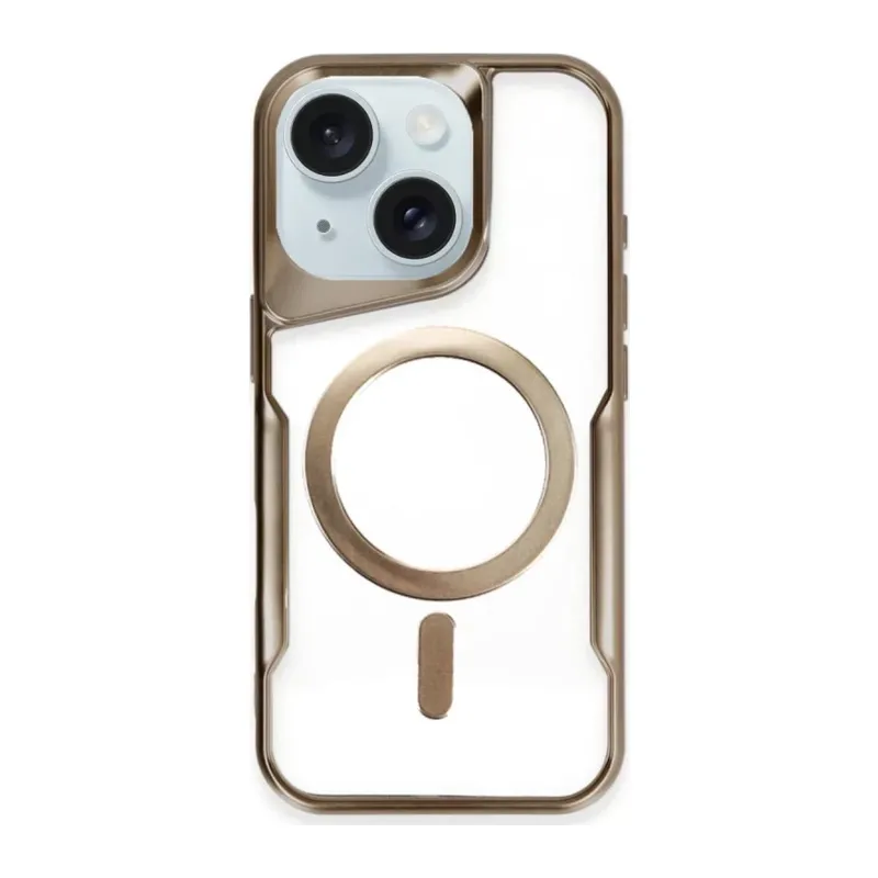 Apple iPhone 14 Uyumlu Kılıf Boyi Magsafe Silikon Kapak - Kahverengi