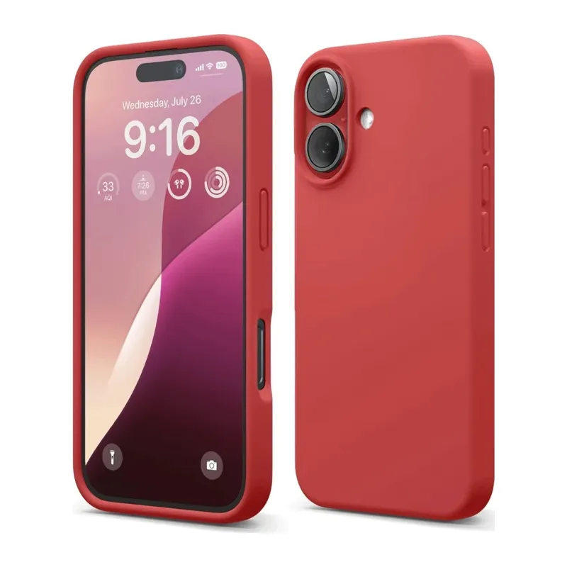 Apple iPhone 16 Uyumlu Kılıf Nano içi Kadife Silikon - Kırmızı